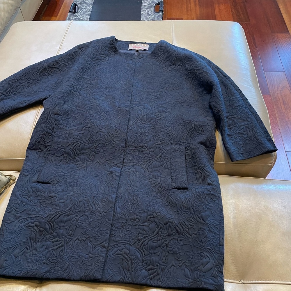 Space Couture quarter length sleeve and length black coat classy blazer.